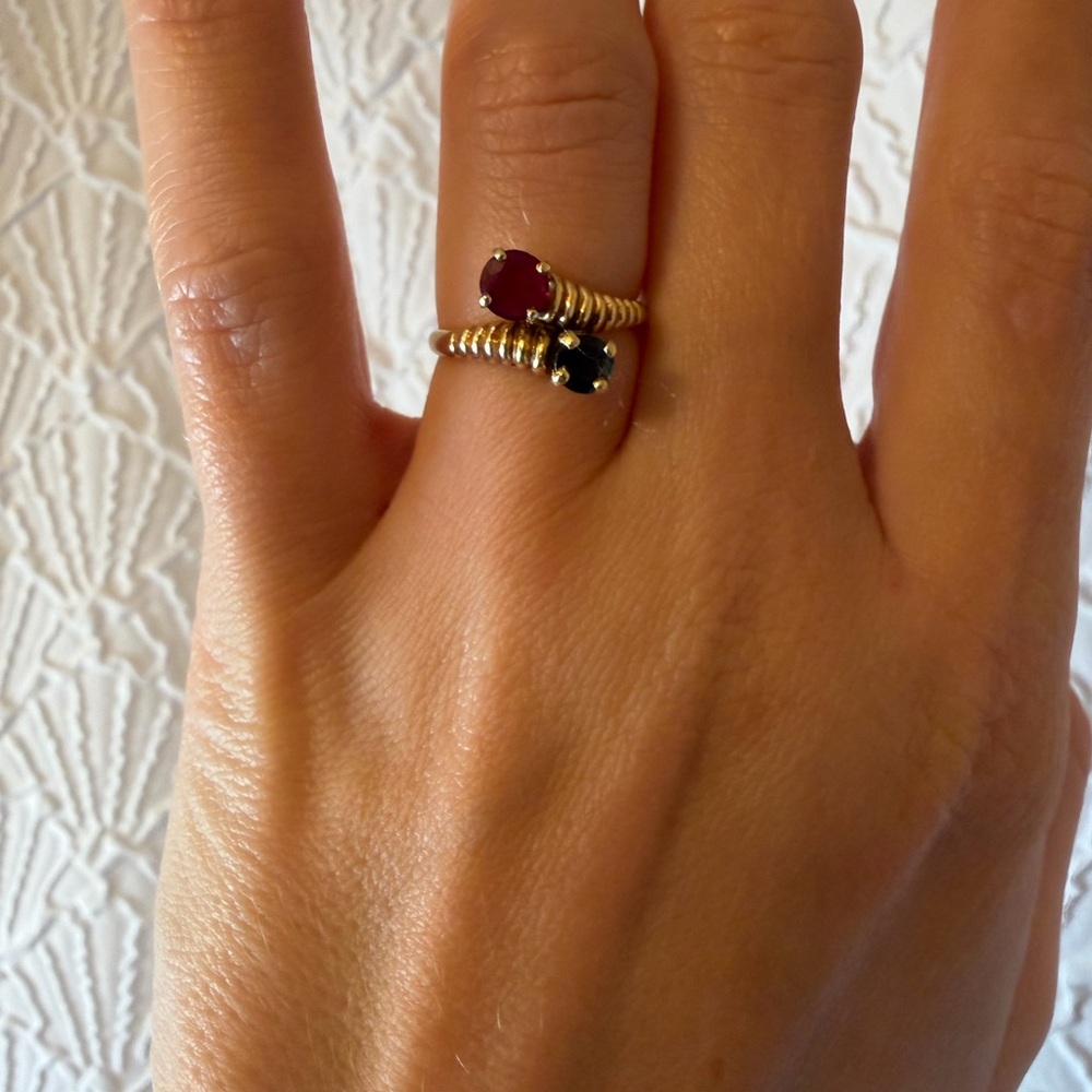 Sapphire and ruby ring - Picture 2 of 6
